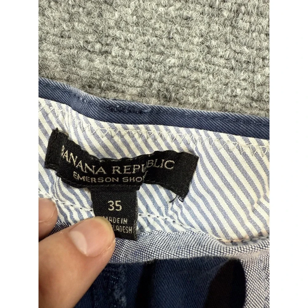Banana Republic Emerson Shorts Mens 35 Navy Blue Chino Philipsburg Solid 1845-02